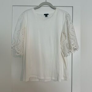 Ann Taylor White Eyelet Sleeve Blouse